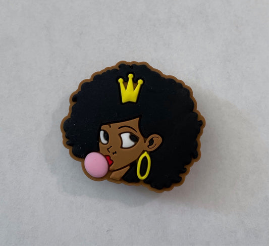 Girl Blowing Bubble Shoe Charm